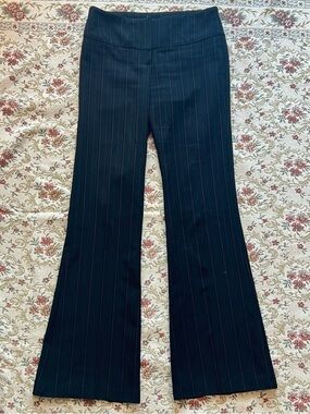 Vintage 2000s Y2K Seduction Fashion ultra low rise black pinstripe flare pants